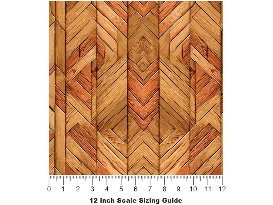 Mixed Gunstock Wooden Parquet Vinyl Film Pattern Size 12 inch Scale~Rwraps Mixed Gunstock Wooden Parquet Sizing Chart~3