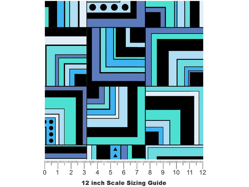 Mixed Streets Art Deco Vinyl Film Pattern Size 12 inch Scale~Rwraps Mixed Streets Art Deco Sizing Chart~2