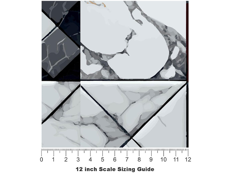 Monochrome Mash-Up Tile Vinyl Film Pattern Size 12 inch Scale~Rwraps Monochrome Mash-Up Tile Sizing Chart~3