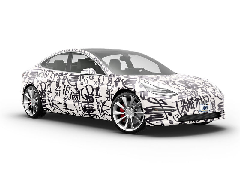 Monochrome Mess Graffiti Vehicle Vinyl Wrap