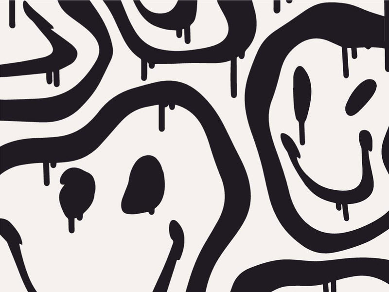 Monochrome Smiles Graffiti Vinyl Wrap Pattern~Rwraps Series 914 Digitally Printed Vinyl Wrap~0