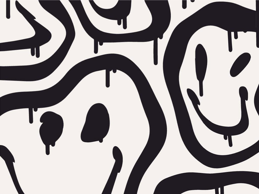 Monochrome Smiles Graffiti Vinyl Wrap Pattern~Rwraps Series 914 Digitally Printed Vinyl Wrap~0