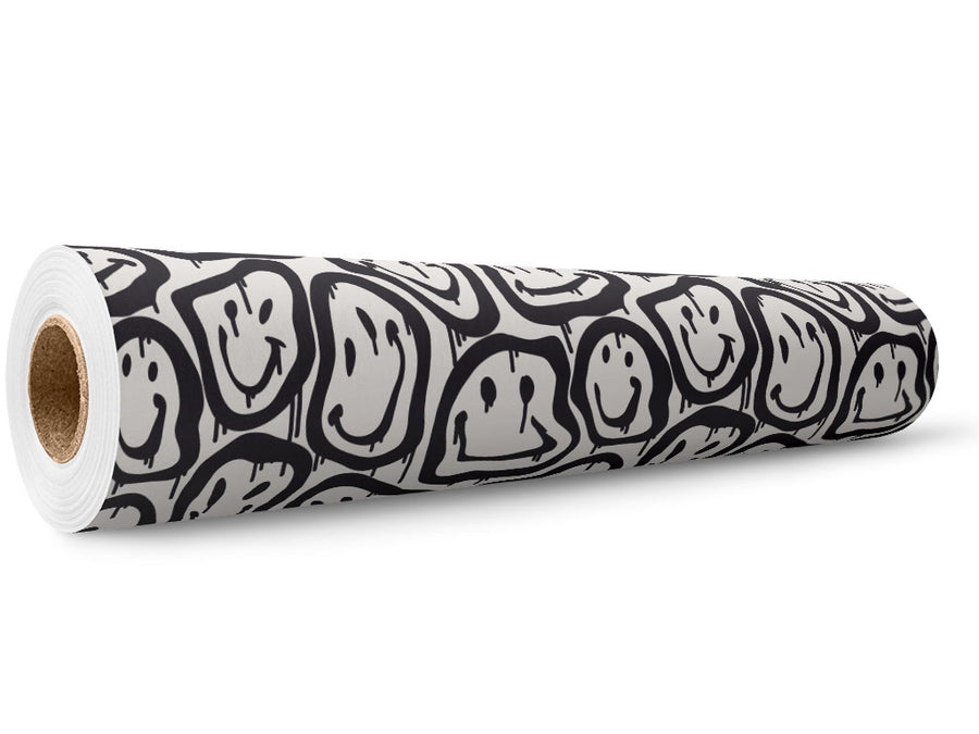Monochrome Smiles Graffiti Wrap Film Wholesale Roll~Rwraps Series 914 Digitally Printed Vinyl Roll~5