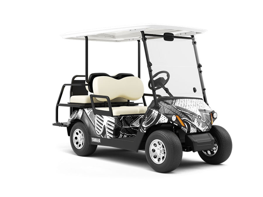 Monochrome Tag Graffiti Wrapped Golf Cart