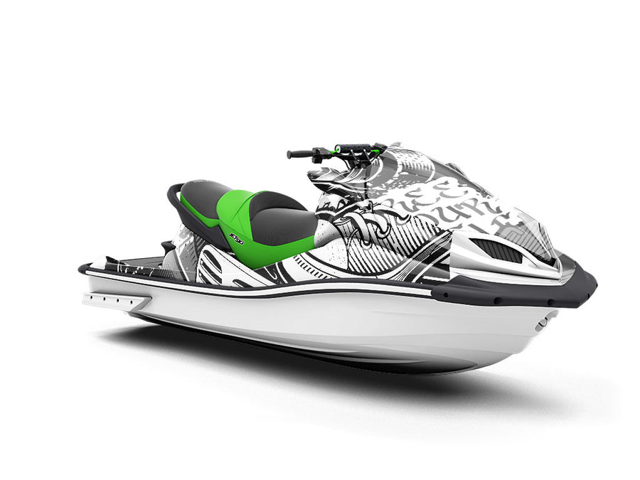 Monochrome Tag Graffiti Jet Ski Vinyl Customized Wrap