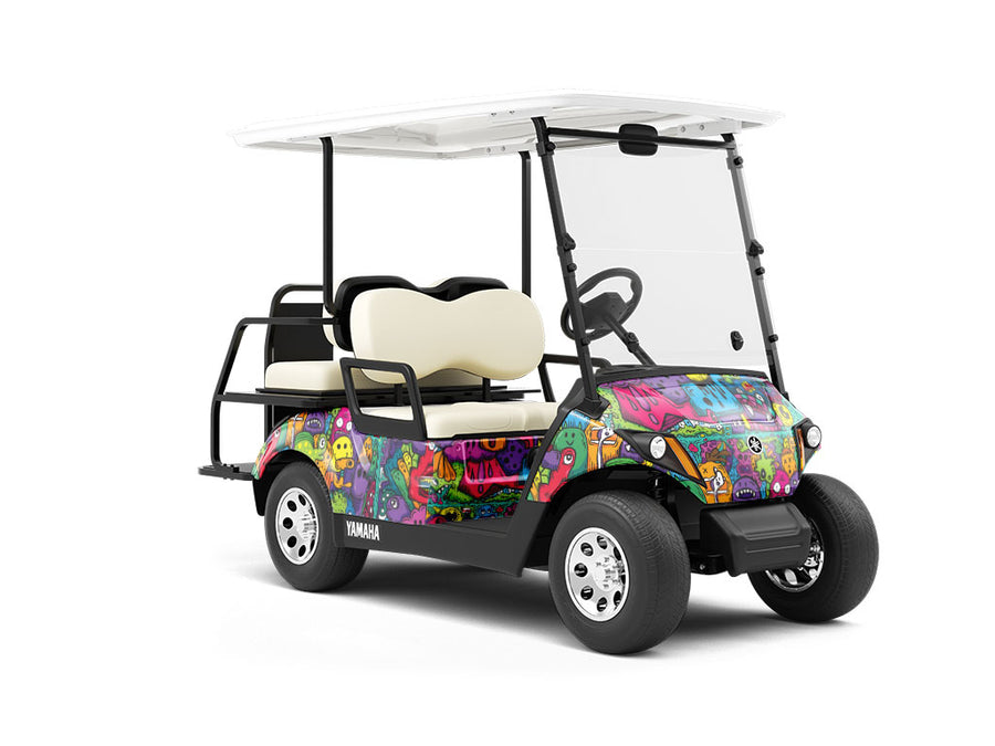 Monster Ball Graffiti Wrapped Golf Cart