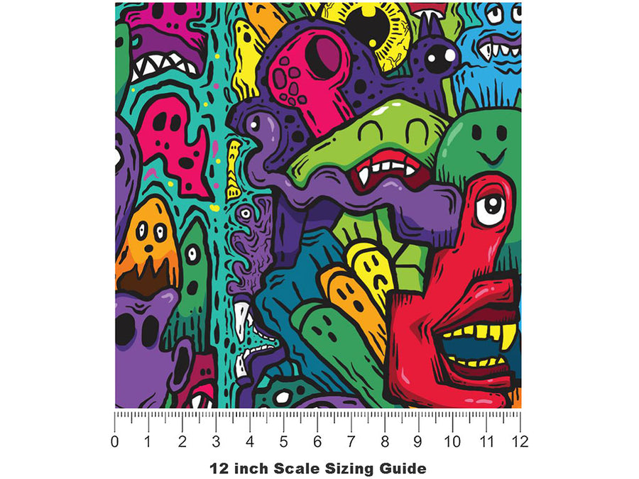 Monster Ball Graffiti Vinyl Film Pattern Size 12 inch Scale~Rwraps Monster Ball Graffiti Sizing Chart~3