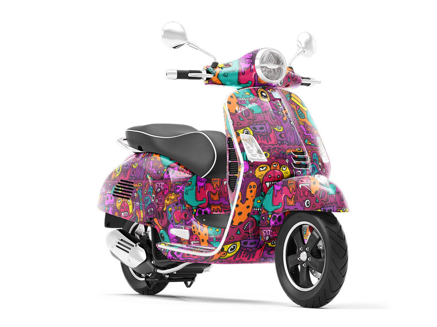 Monster Mash Graffiti Vespa Scooter Wrap Film