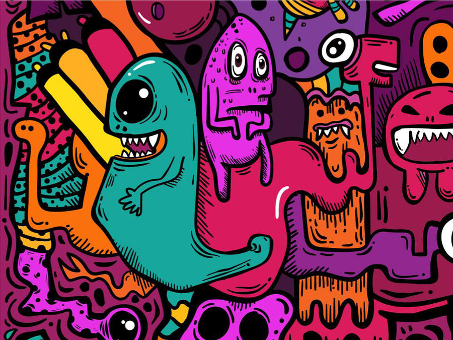 Monster Mash Graffiti Vinyl Wrap Pattern~Rwraps Series 914 Digitally Printed Vinyl Wrap~0