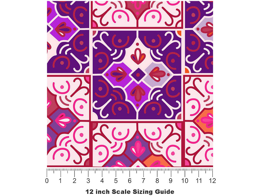 Morning Glory Tile Vinyl Film Pattern Size 12 inch Scale~Rwraps Morning Glory Tile Sizing Chart~3