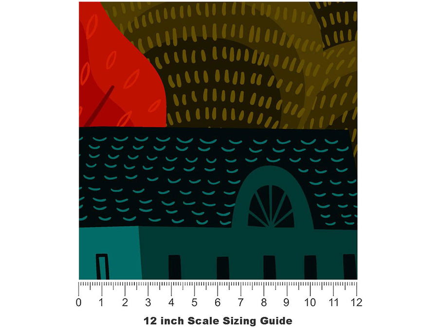 Mountain Town Cityscape Vinyl Film Pattern Size 12 inch Scale~Rwraps Mountain Town Cityscape Sizing Chart~3