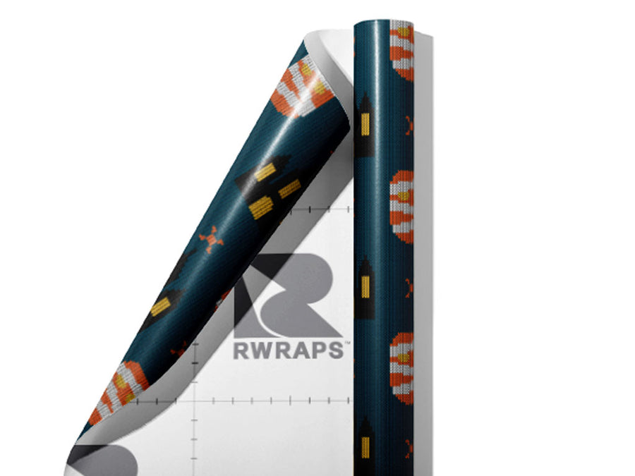 Mummy Knit Halloween Wrap Film Sheets~Rwraps Series 914 Mummy Knit Halloween Scrolled Sheet~3