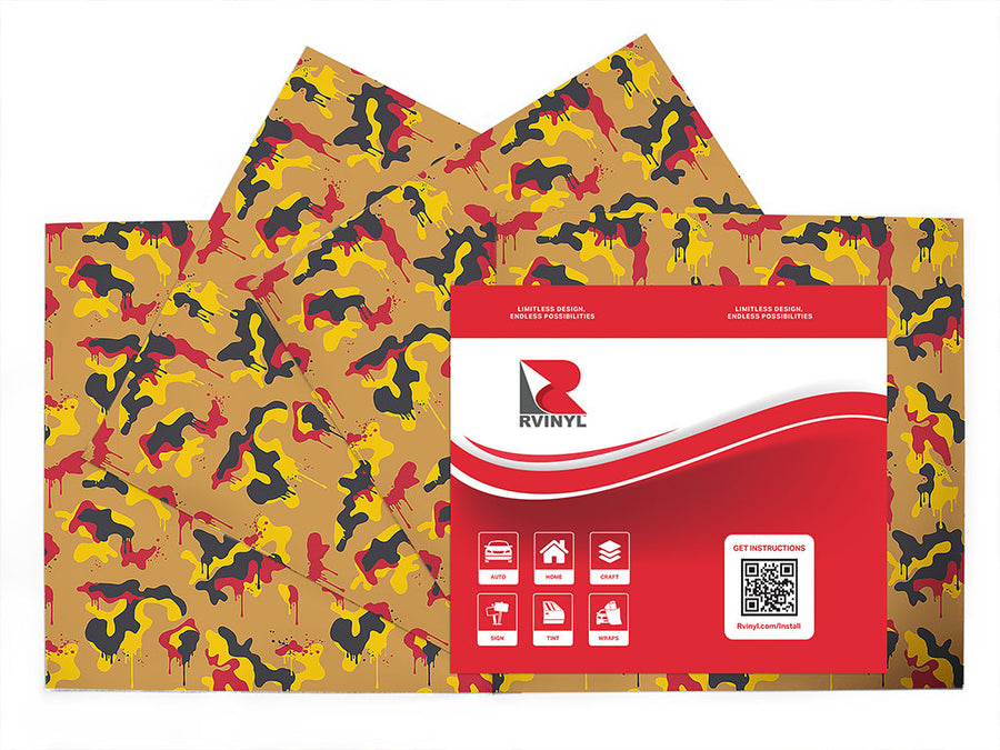 mustard splatter camouflage Craft Vinyl Sheet Pack