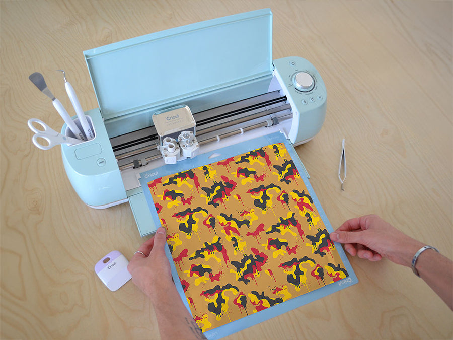 mustard splatter camouflage Cricut Compatible Vinyl