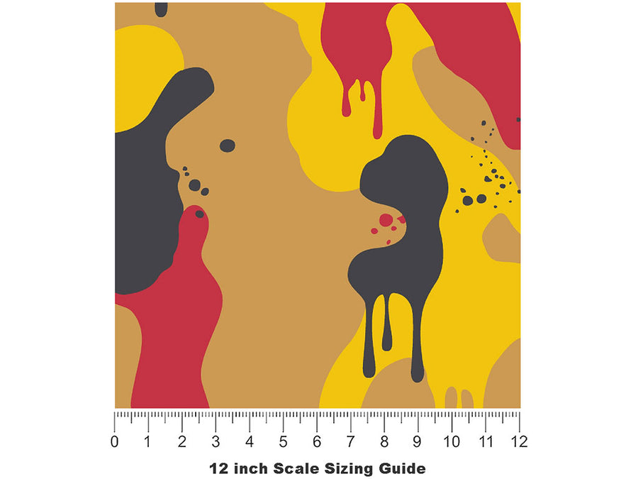 Mustard Splatter Camouflage Vinyl Film Pattern Size 12 inch Scale~Rwraps Mustard Splatter Camouflage Sizing Chart~3
