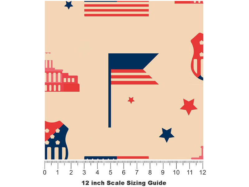 National Capital Americana Vinyl Film Pattern Size 12 inch Scale~Rwraps National Capital Americana Sizing Chart~3