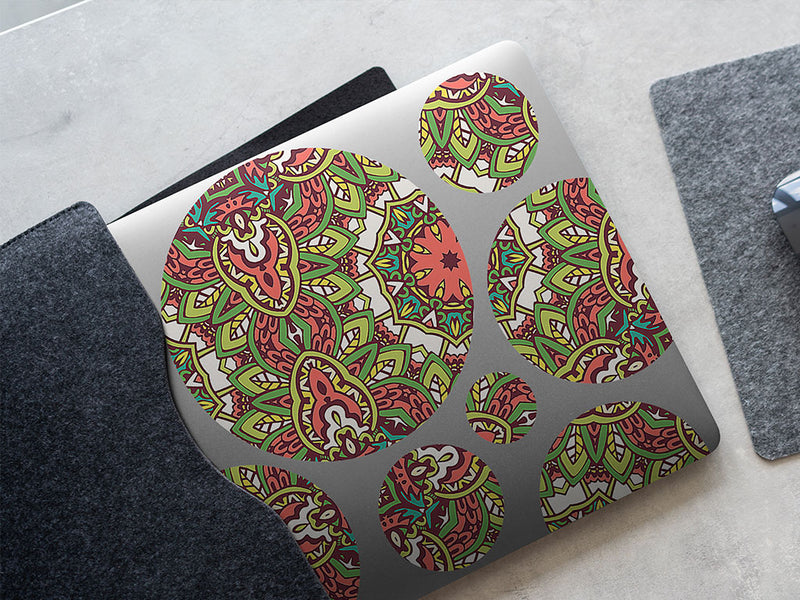 naturalistic leaves mandala DIY Laptop Stickers