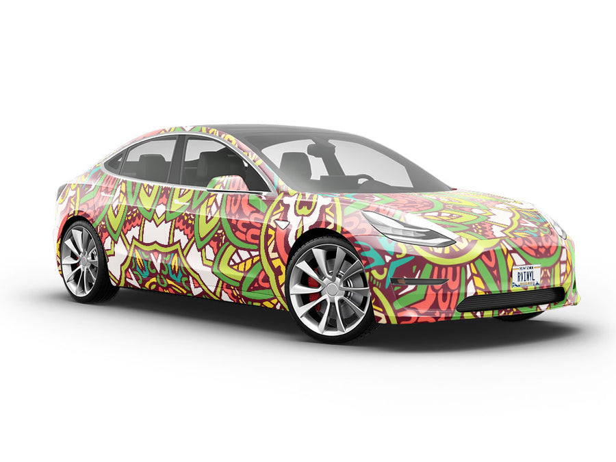 Naturalistic Leaves Mandala Vehicle Vinyl Wrap