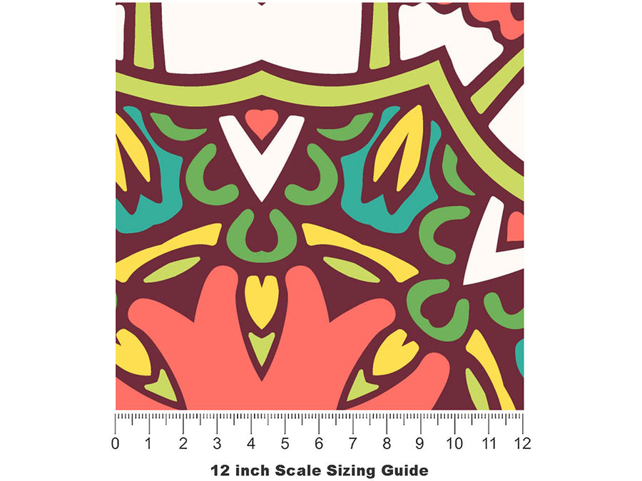 Naturalistic Leaves Mandala Vinyl Film Pattern Size 12 inch Scale~Rwraps Naturalistic Leaves Mandala Sizing Chart~2