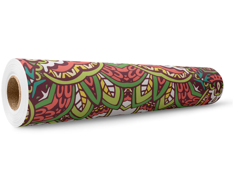 Naturalistic Leaves Mandala Wrap Film Wholesale Roll~Rwraps Series 914 Digitally Printed Vinyl Roll~5