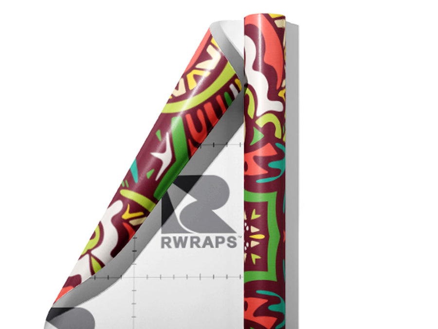 Naturalistic Leaves Mandala Wrap Film Sheets~Rwraps Series 914 Naturalistic Leaves Mandala Scrolled Sheet~3