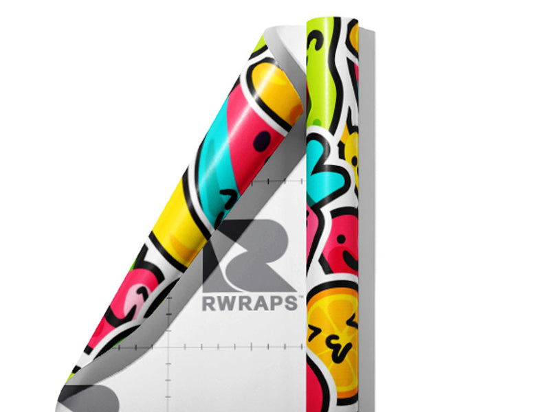 Naturally Sweet Sticker Bomb Wrap Film Sheets~Rwraps Series 914 Naturally Sweet Sticker Bomb Scrolled Sheet~4