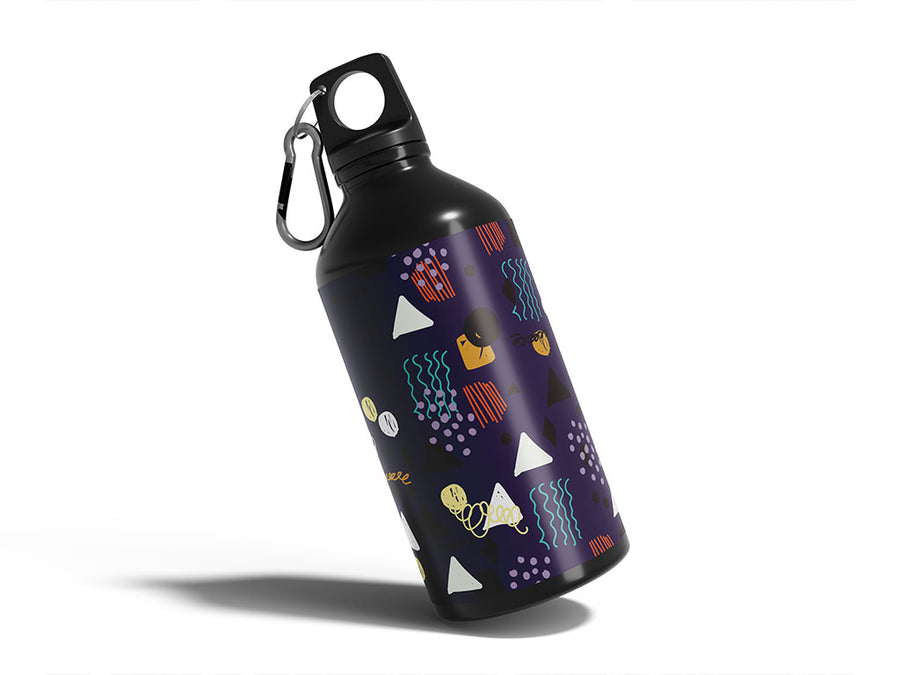 navy awoken abstract geometric Water Bottle DIY Stickers