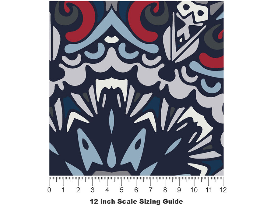 Navy Solitaire Mandala Vinyl Film Pattern Size 12 inch Scale~Rwraps Navy Solitaire Mandala Sizing Chart~2