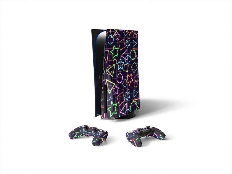 neon bowling abstract geometric Sony PS5 DIY Skin