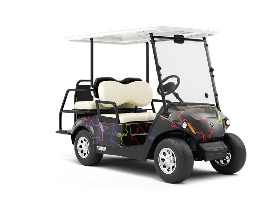 Neon Champions Dinosaur Wrapped Golf Cart