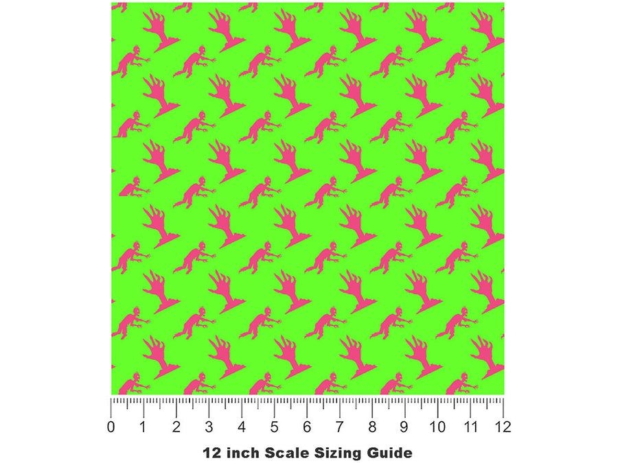 Neon Frights Zombie Vinyl Film Pattern Size 12 inch Scale~Rwraps Neon Frights Zombie Sizing Chart~2