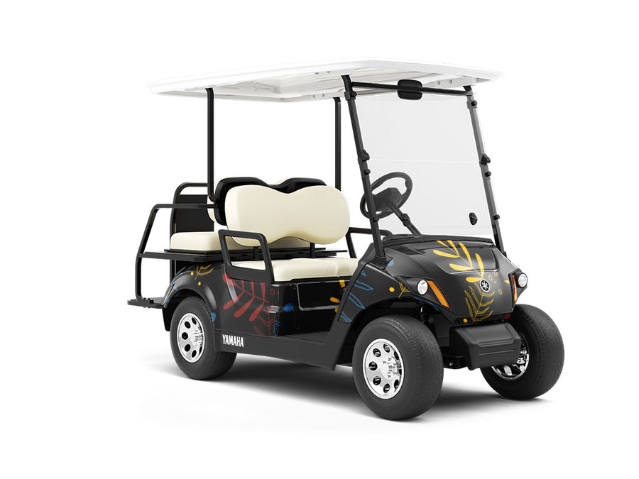 Neon Fronds Floral Wrapped Golf Cart