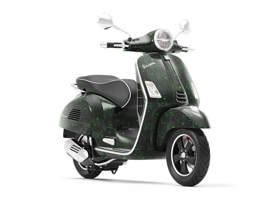Neon Green Technology Vespa Scooter Wrap Film
