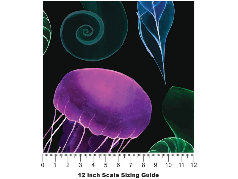 Neon Jellies Marine Life Vinyl Film Pattern Size 12 inch Scale~Rwraps Neon Jellies Marine Life Sizing Chart~2