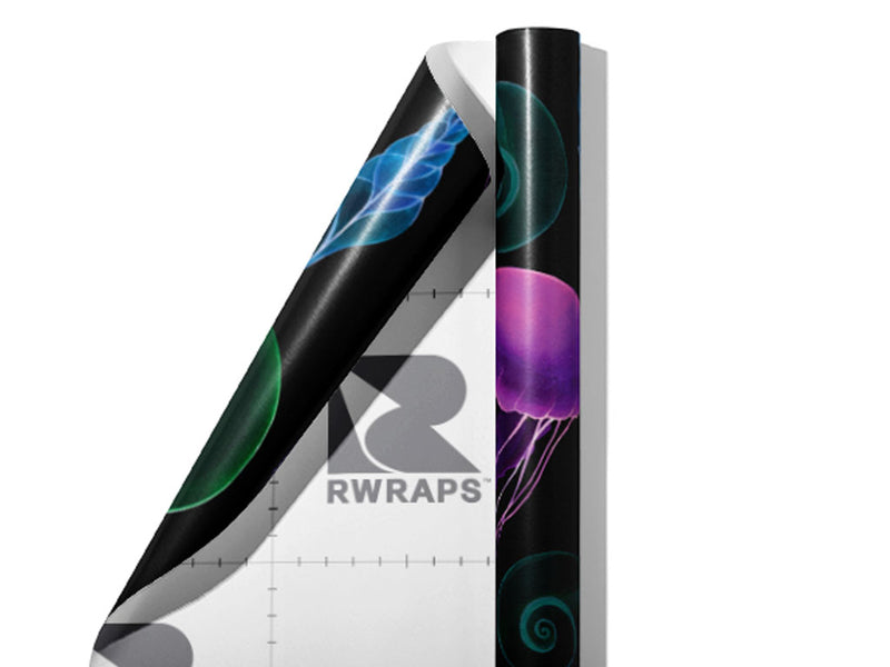 Neon Jellies Marine Life Wrap Film Sheets~Rwraps Series 914 Neon Jellies Marine Life Scrolled Sheet~3