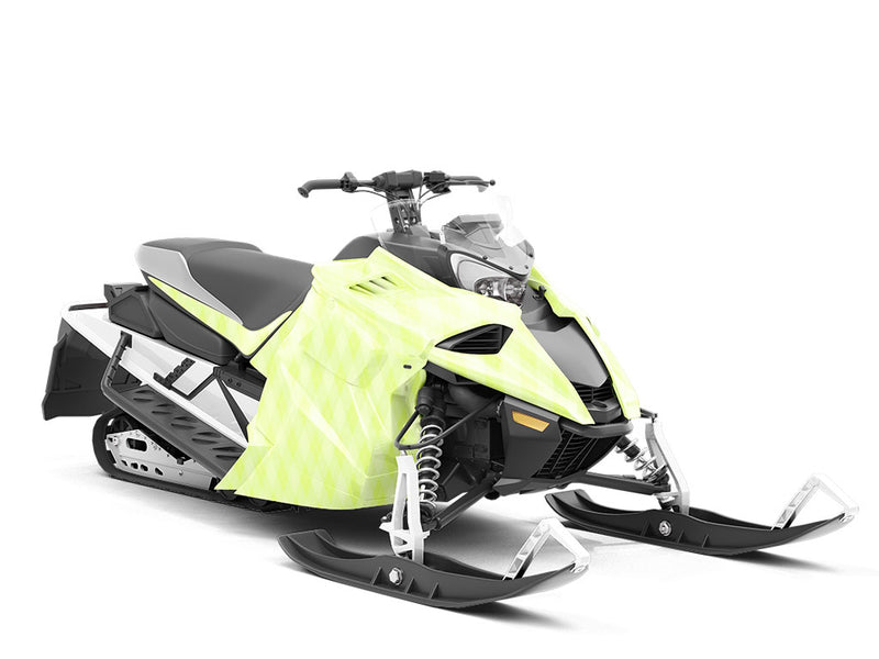 Neon Lemon Argyle Custom Wrapped Snowmobile
