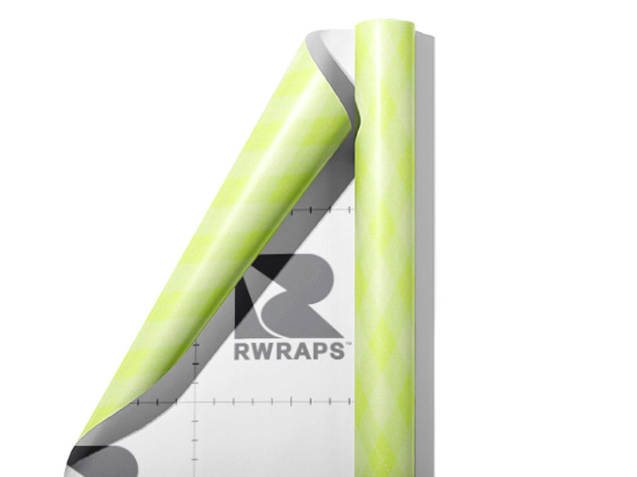 Neon Lemon Argyle Wrap Film Sheets~Rwraps Series 914 Neon Lemon Argyle Scrolled Sheet~3
