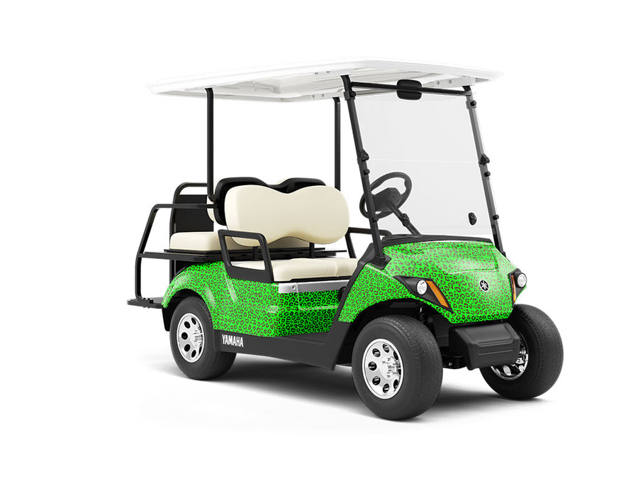 Neon Leopard Wrapped Golf Cart