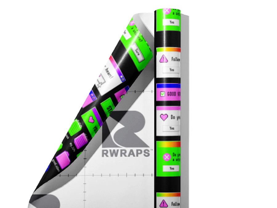 Neon Nostalgia Technology Wrap Film Sheets~Rwraps Series 914 Neon Nostalgia Technology Scrolled Sheet~4