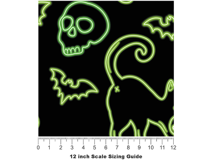 Neon Omens Halloween Vinyl Film Pattern Size 12 inch Scale~Rwraps Neon Omens Halloween Sizing Chart~2