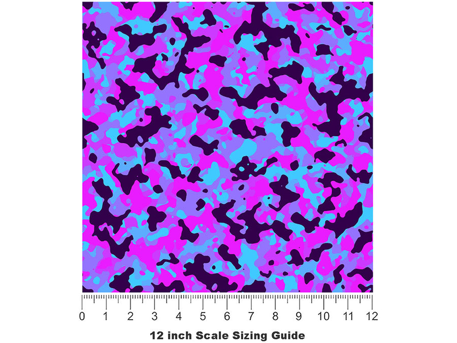 Neon Periwinkle Camouflage Vinyl Film Pattern Size 12 inch Scale~Rwraps Neon Periwinkle Camouflage Sizing Chart~3