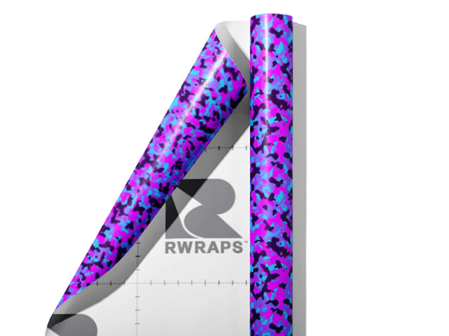 Neon Periwinkle Camouflage Wrap Film Sheets~Rwraps Series 914 Neon Periwinkle Camouflage Scrolled Sheet~3