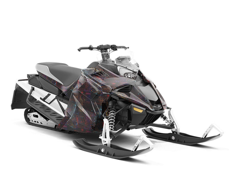 Neon Rainbow Technology Custom Wrapped Snowmobile