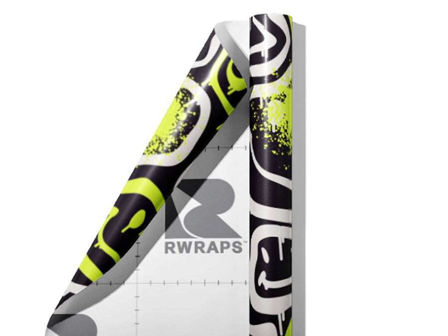 Neon Smiles Graffiti Wrap Film Sheets~Rwraps Series 914 Neon Smiles Graffiti Scrolled Sheet~4