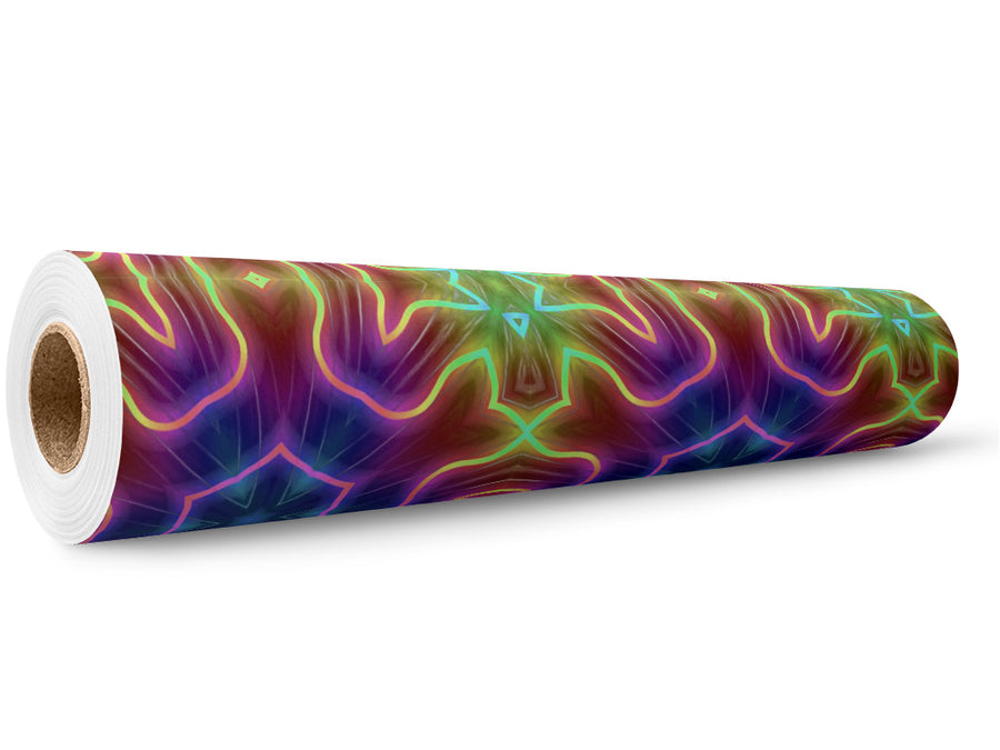 Neon Snowflake Mandala Wrap Film Wholesale Roll~Rwraps Series 914 Digitally Printed Vinyl Roll~5
