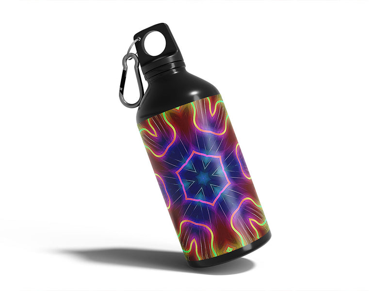 neon snowflake mandala Water Bottle DIY Stickers