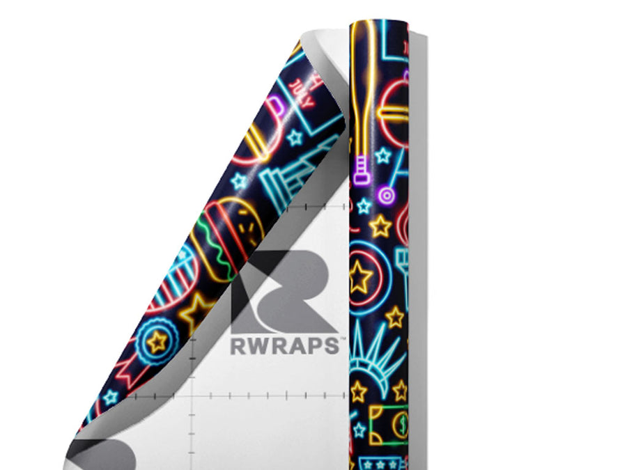 Neon York Americana Wrap Film Sheets~Rwraps Series 914 Neon York Americana Scrolled Sheet~4