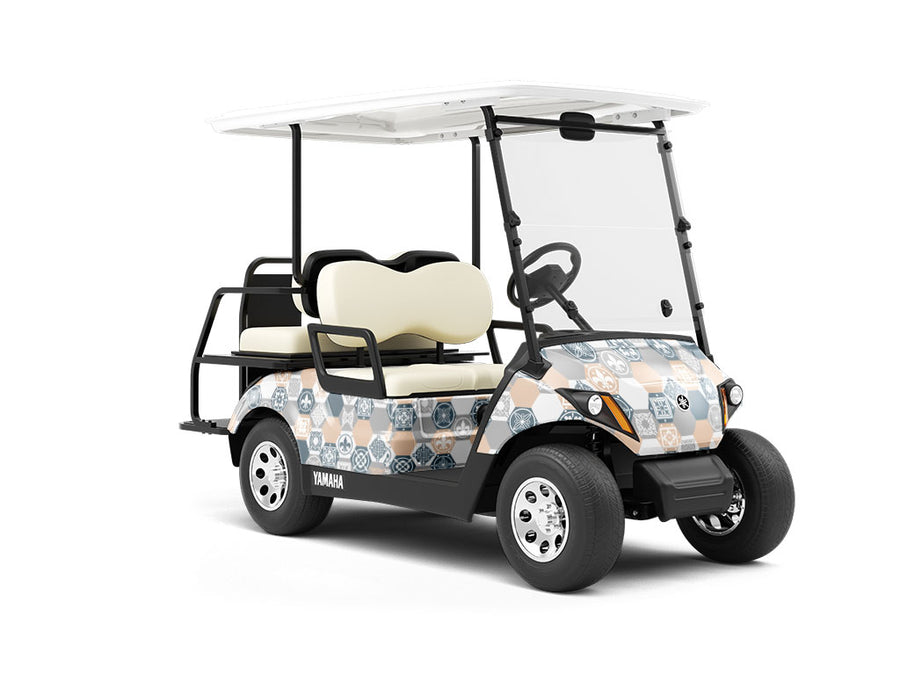 Neutral Hexagonal Tile Wrapped Golf Cart