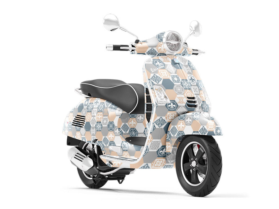 Neutral Hexagonal Tile Vespa Scooter Wrap Film