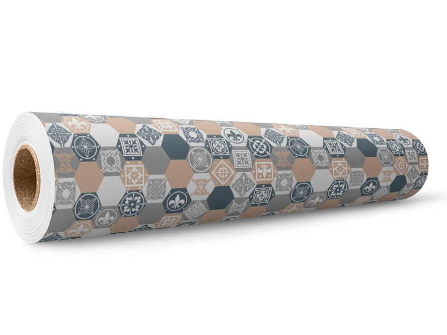 Neutral Hexagonal Tile Wrap Film Wholesale Roll~Rwraps Series 914 Digitally Printed Vinyl Roll~5